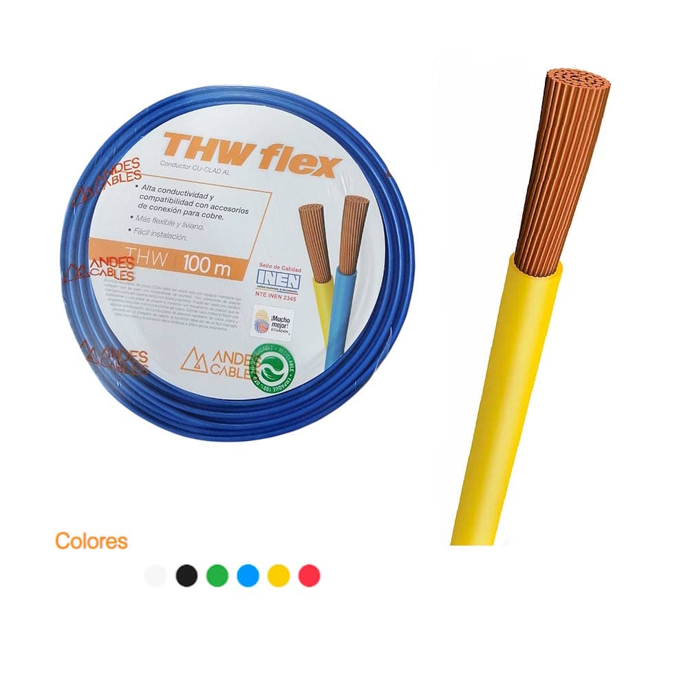 ANDES CABLES FLEXIBLE #14 AZUL THW AWG 100MT - 1