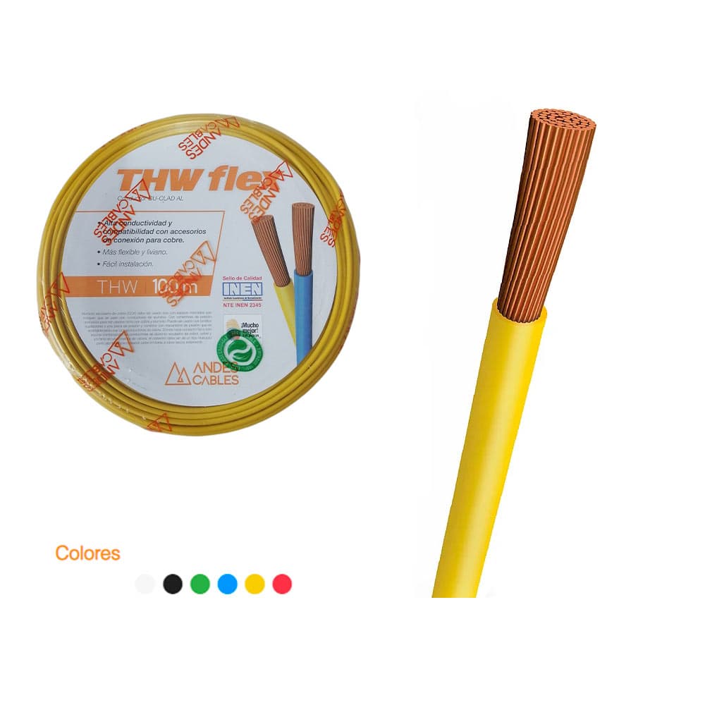 ANDES CABLES FLEXIBLE #14 AMARILLO THW AWG 100 - 1
