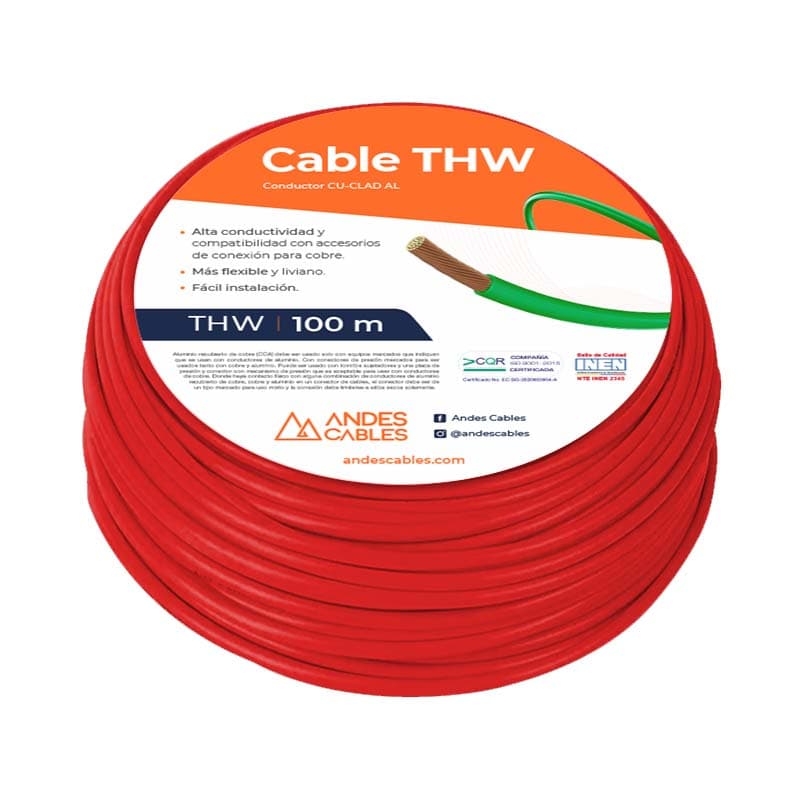 ANDES CABLES FLEXIBLE #6 ROJO THW AWG 100MT - 1