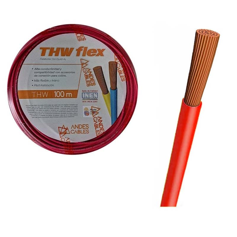 ANDES CABLES FLEXIBLE PLUS #8 ROJO THW AWG 100MT - 1