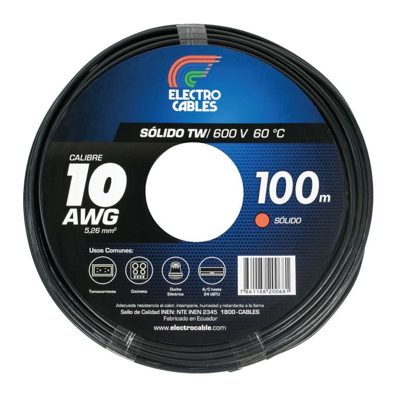 ELECTROCABLE FLEXIBLE #10 NEGRO THHN 600V 90C - 1