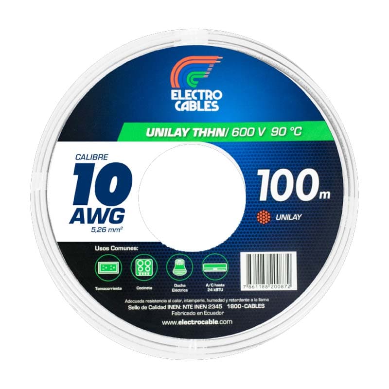 ELECTROCABLE FLEXIBLE #10 BLANCO THHN 600V 90C - 1