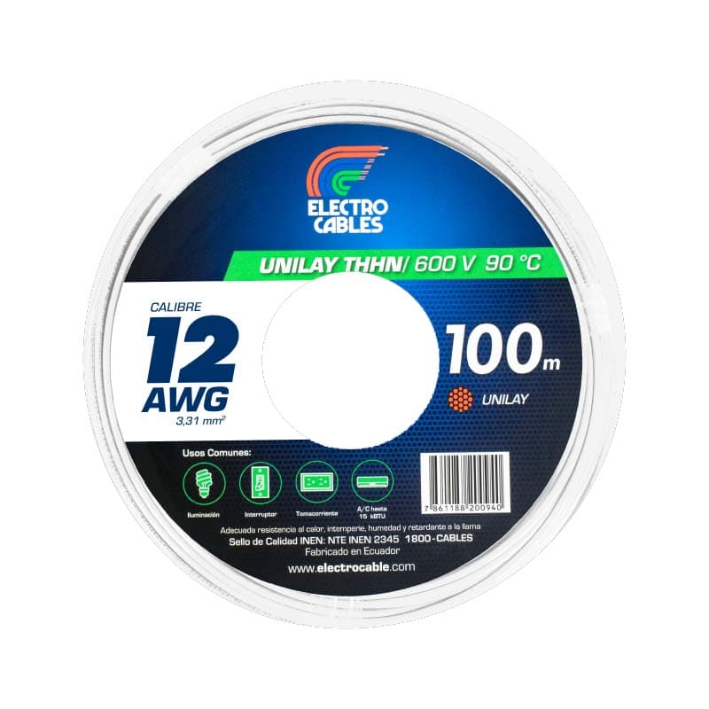 ELECTROCABLE FLEXIBLE #12 BLANCO THHN 600V 90C - 1