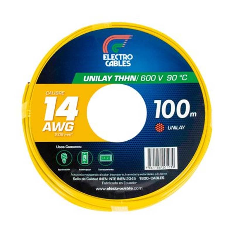 ELECTROCABLE FLEXIBLE #14 AMARILLO THHN 600V 90C - 1