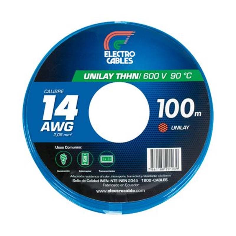 ELECTROCABLE FLEXIBLE #14 AZUL THHN 600V 90C - 1