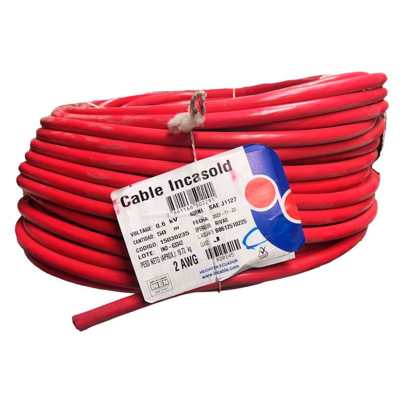 INCABLE BATERIA #4 ROJO 50MT - 1