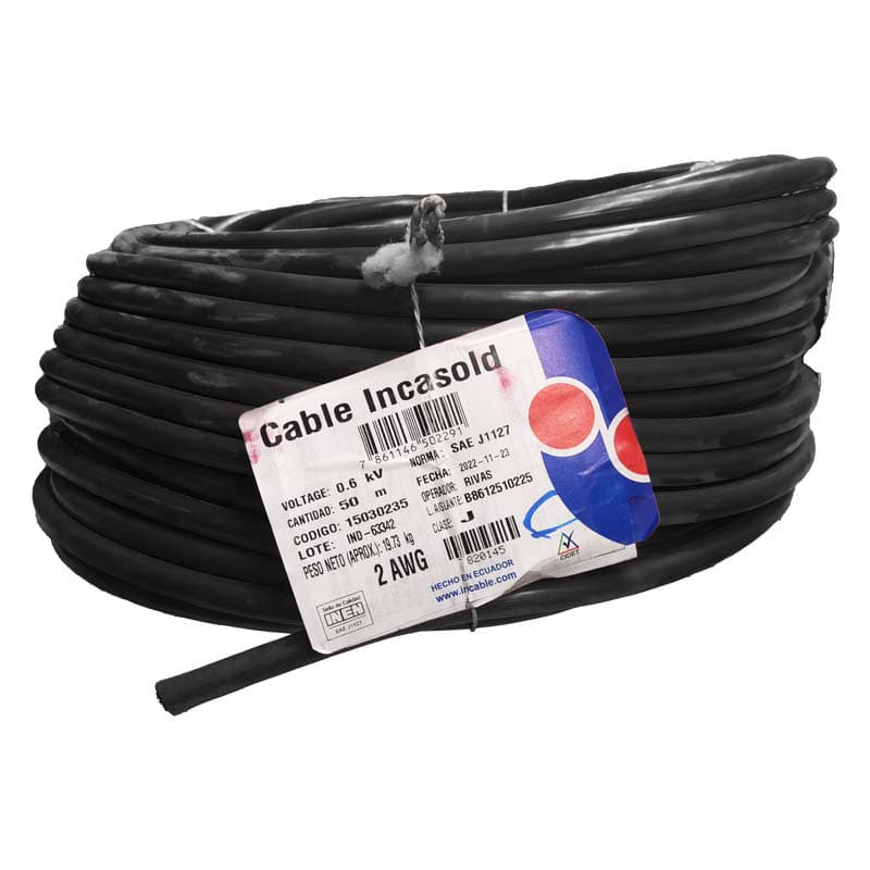 INCABLE BATERIA #4 NEGRO 50MT - 1