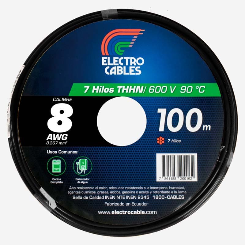 ELECTROCABLE CABLEADO #6 (19H) NEGRO 600V 90C - 1