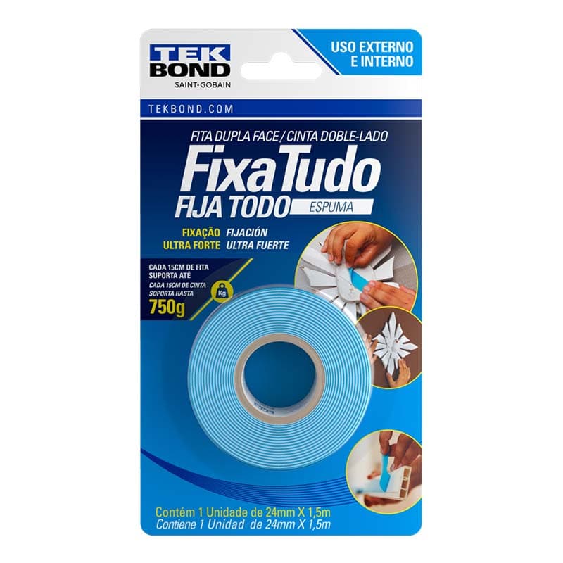 TEKBOND CINTA DOBLE FAZ ESPUMADA 12MMX1.5MT (12UxC - 1
