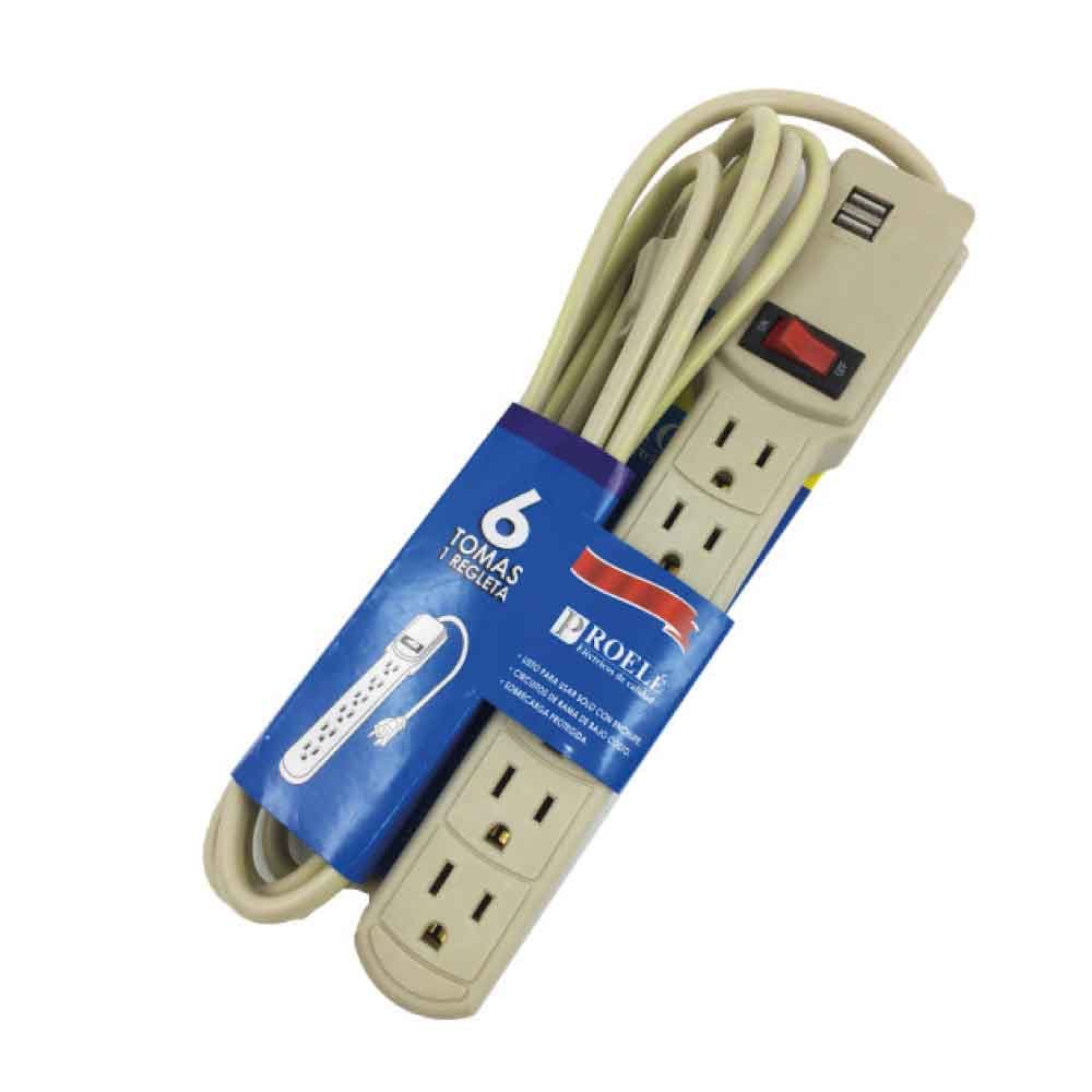 PT CORTA PICO/REGLETA 6TOMAS 3MT 2USB - 1
