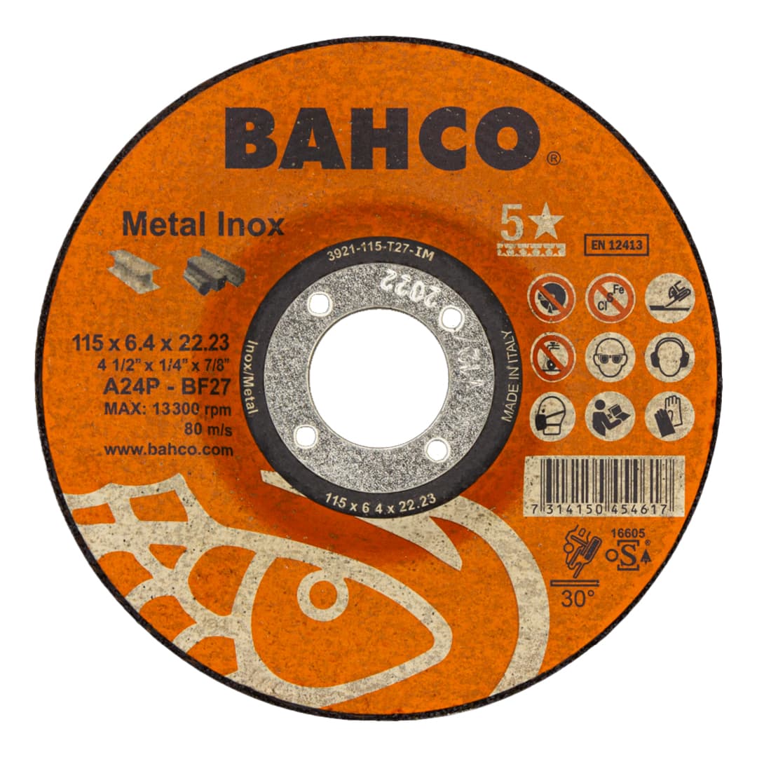 BAHCO DISCO DESBASTE METAL-A/INOX 4 1/2x1/4 11 - 1