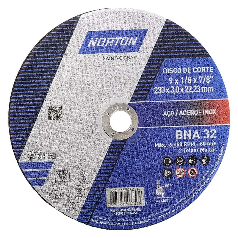 NORTON DISCO C/METAL 9X1/8X7/8 PLANO (25U) - 1