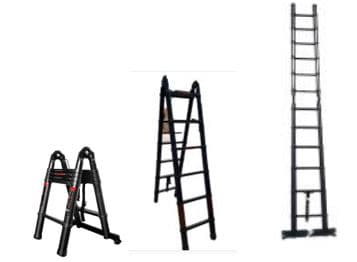 PT ESCALERA ALUM 6+6GRADAS 3.8M TELESCOP NEGRA - 1