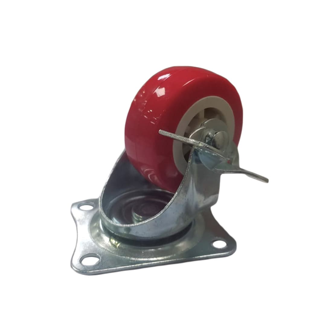 PT GARRUCHA RUEDA PVC 2" ROJA 4PZ C/FRENO (30J - 1