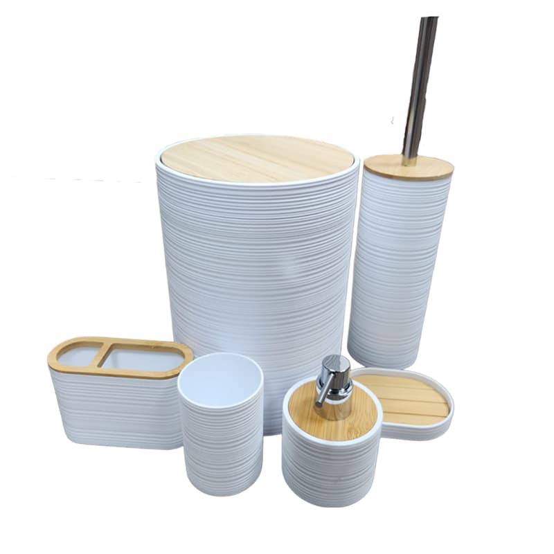 HO JGO BANO P/TOCADOR RED BLANCO T/BAMBU 6PZ 71688 - 1