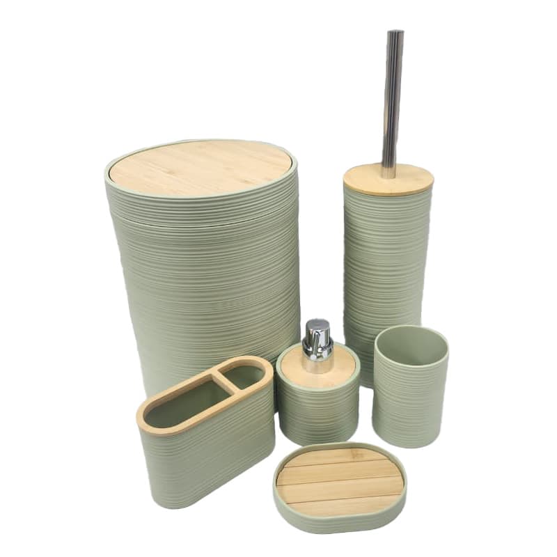 HO JGO BANO P/TOCADOR RED VERDE T/BAMBU 6PZ 716882 - 1