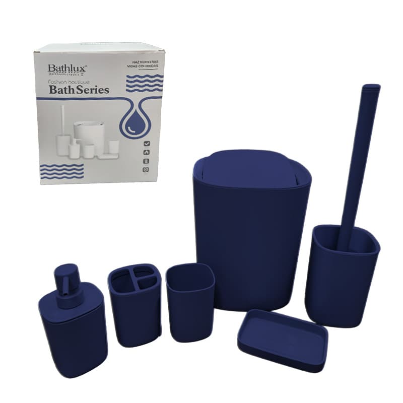 HO JGO ACCESORIOS D/BANO P/TOCADOR CUAD AZUL 6PZ P - 1