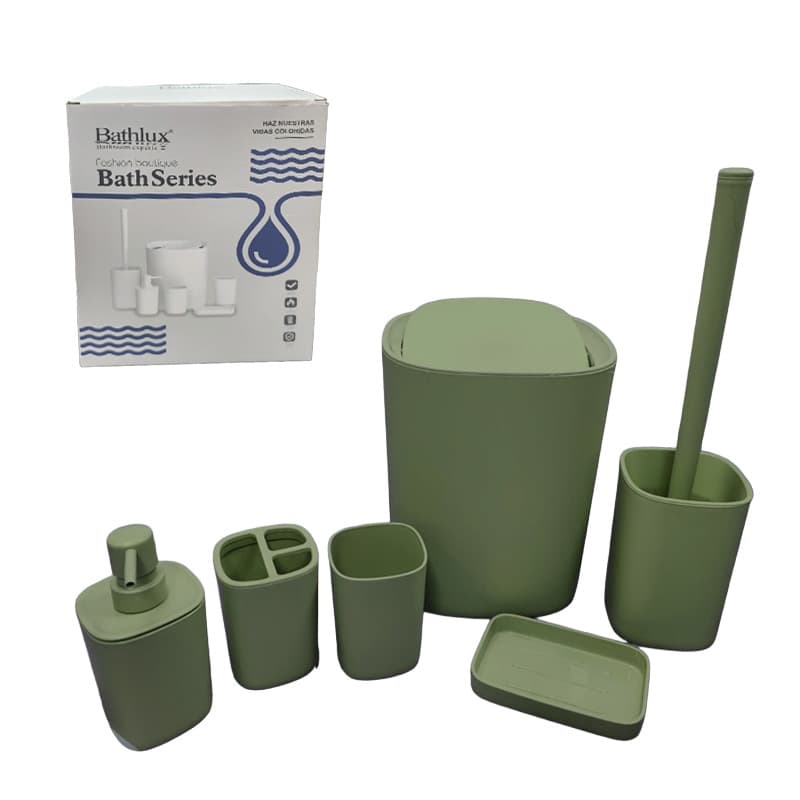HO JGO ACCESORIOS D/BANO P/TOCADOR CUAD VERDE 6PZ - 1