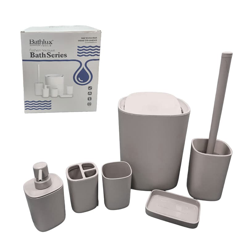 HO JGO ACCESORIOS D/BANO P/TOCADOR CUAD CAQUI 6PZ - 1