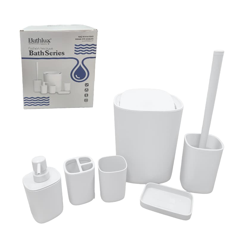 HO JGO ACCESORIOS D/BANO P/TOCADOR CUAD BLANCO 6PZ - 1