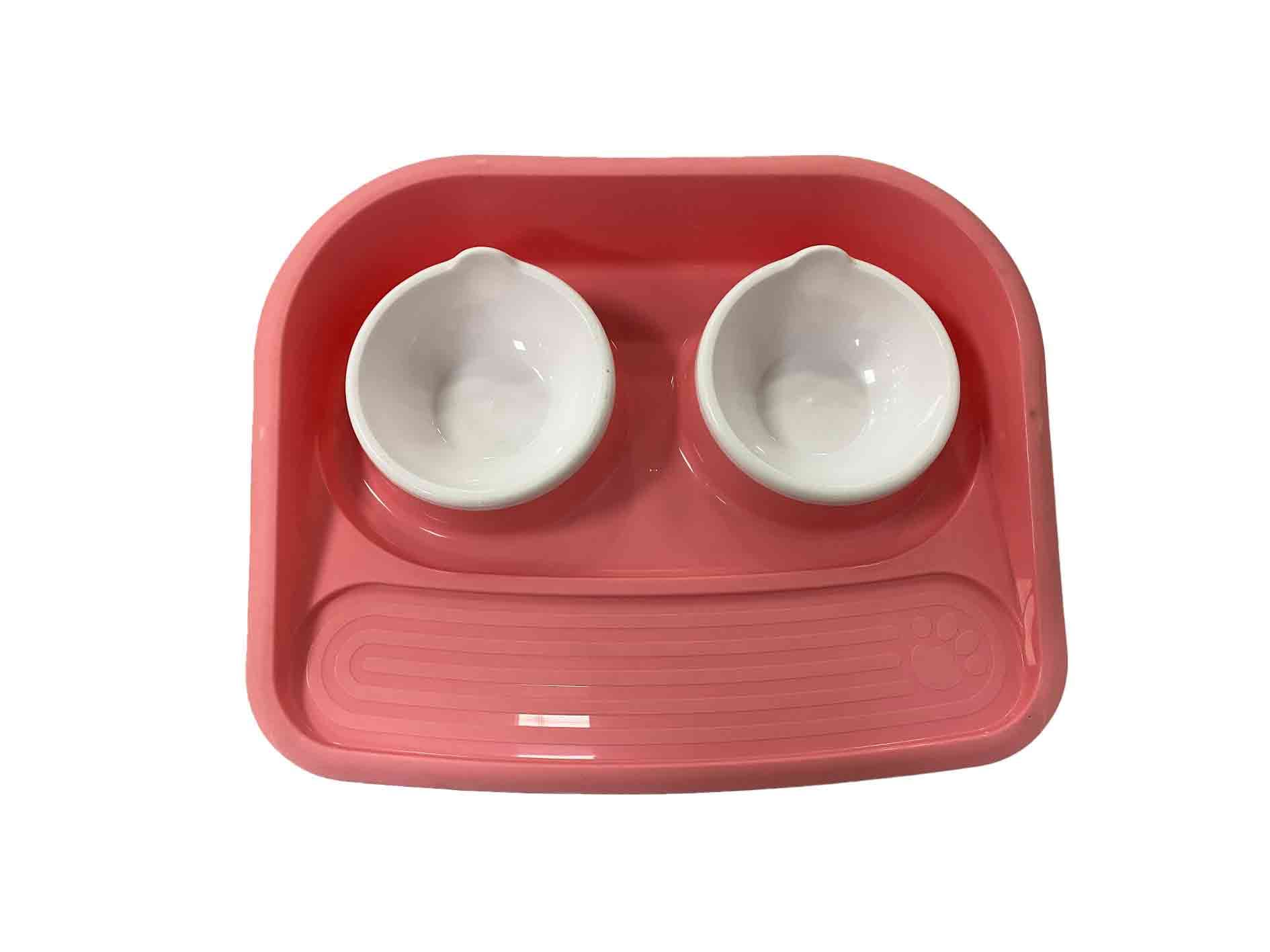 PLATO P/PERRO ROSADO PEQ X2 RED C/BASE BANDEJA - 1