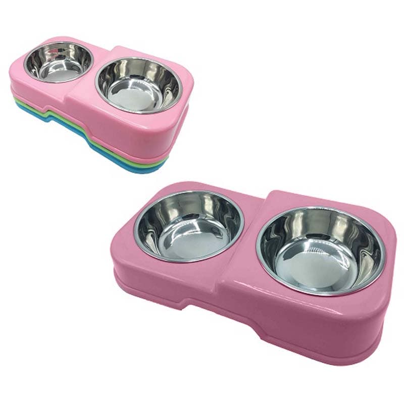 PLATO P/PERRO ROSADO MEDIANO X2 CUADRADO BASIC - 1