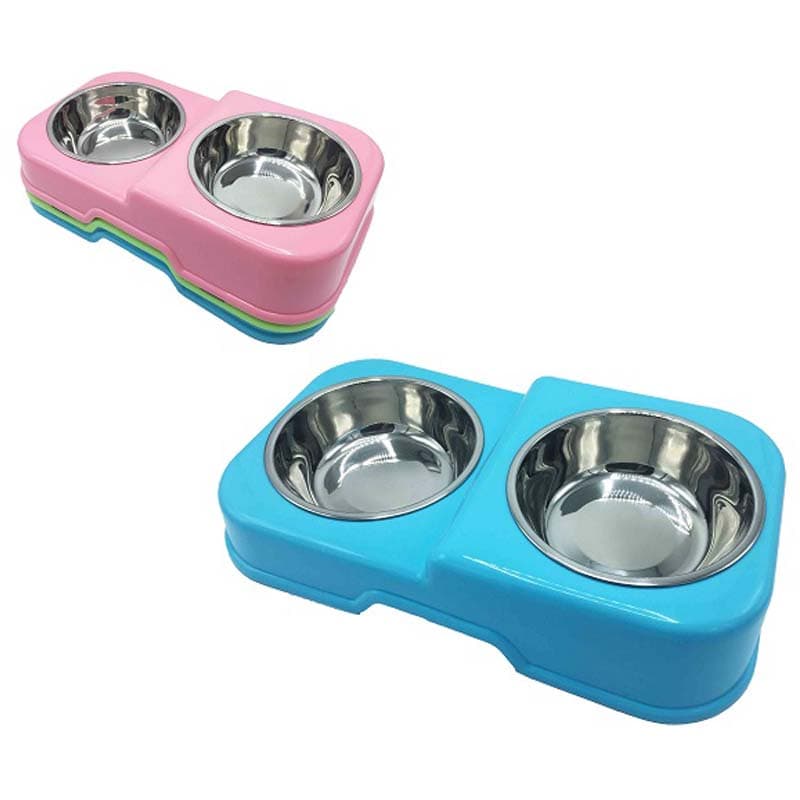 PLATO P/PERRO CELESTE PEQUENO X2 CUADRADO BASI - 1