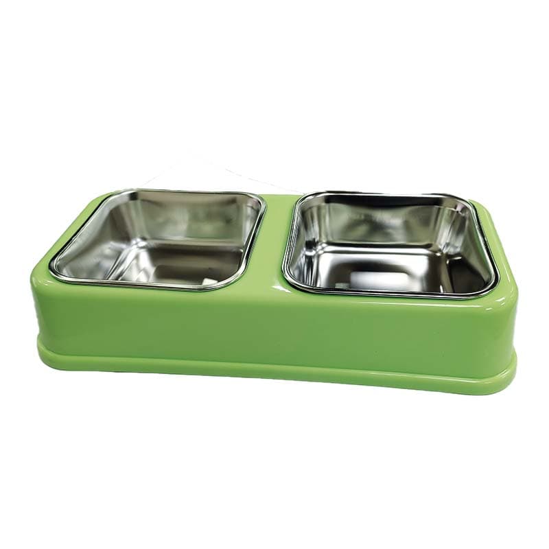 PLATO P/PERRO VERDE PEQUENO X2 CUADRADO BASICO - 1