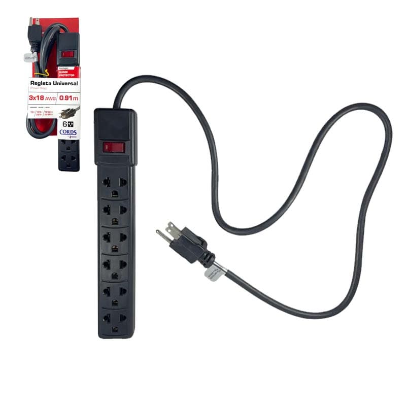 INCABLE REGLETA 3X18 NEG 0.91M 6 SERV - 1