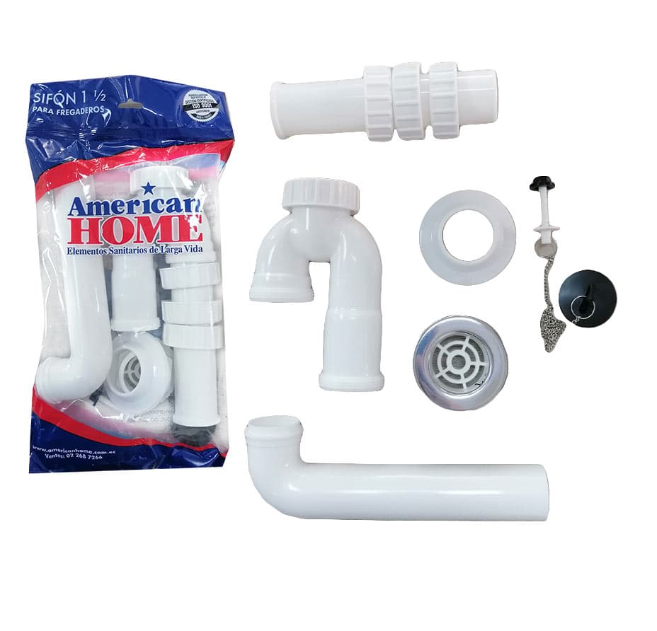 SIFON C/PLACA 1.1/2 BLANCO AMERICAN HOME - 1