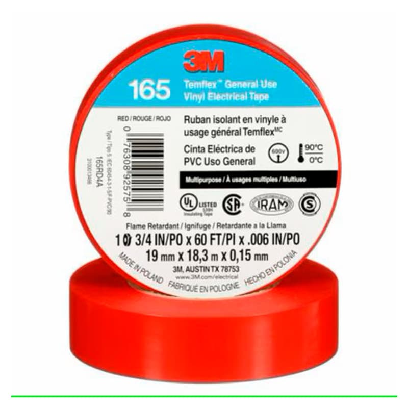 3M TAIPE 165 ROJO 3/4X20YDS (10U)(100UxCJ) - 1