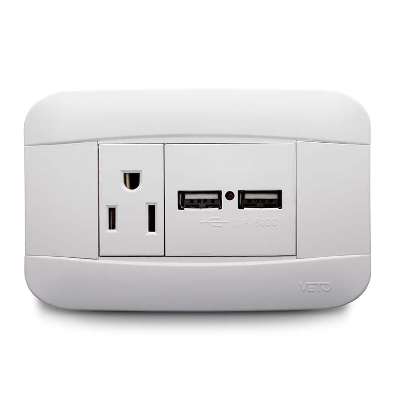 VETO PLA36465 BL MIXTO TOMA +2USB (10U) - 1